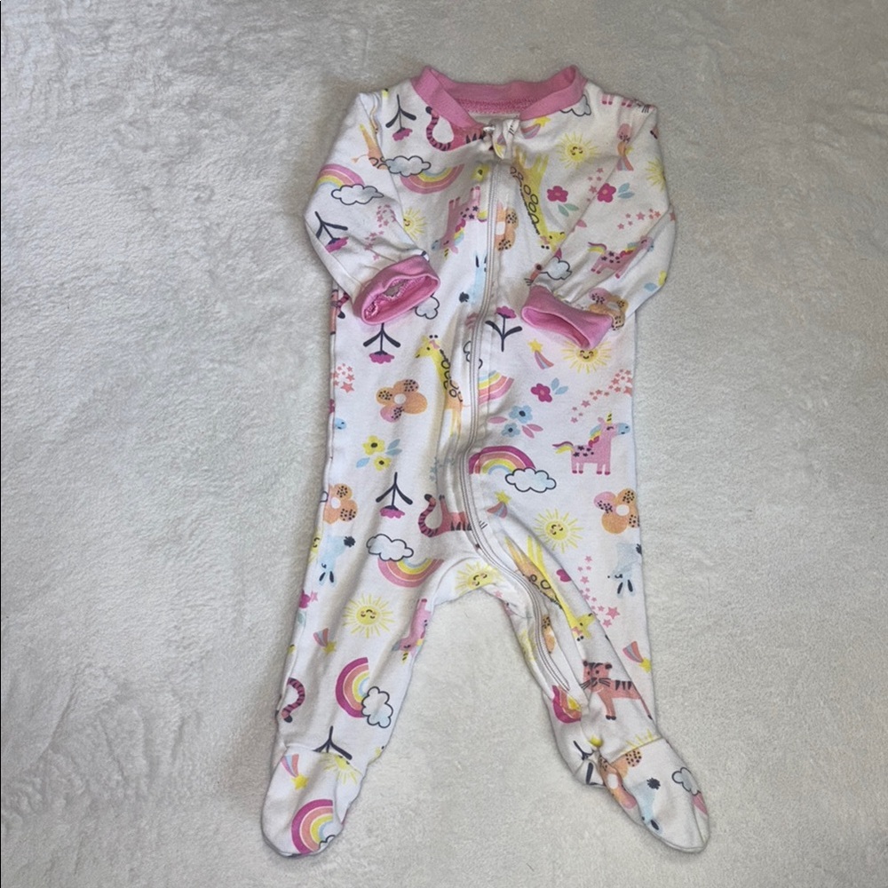 (2 for $10) George Pink and White footie/ sleeper zipper up One Piece